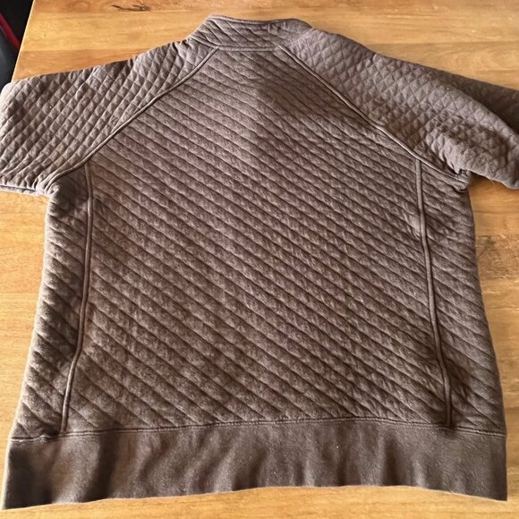 Eddie Bauer Sweatshirt Men's L Quilted 1/4 Snap Brown Kangaroo Pocket Cotton - Picture 4 of 7